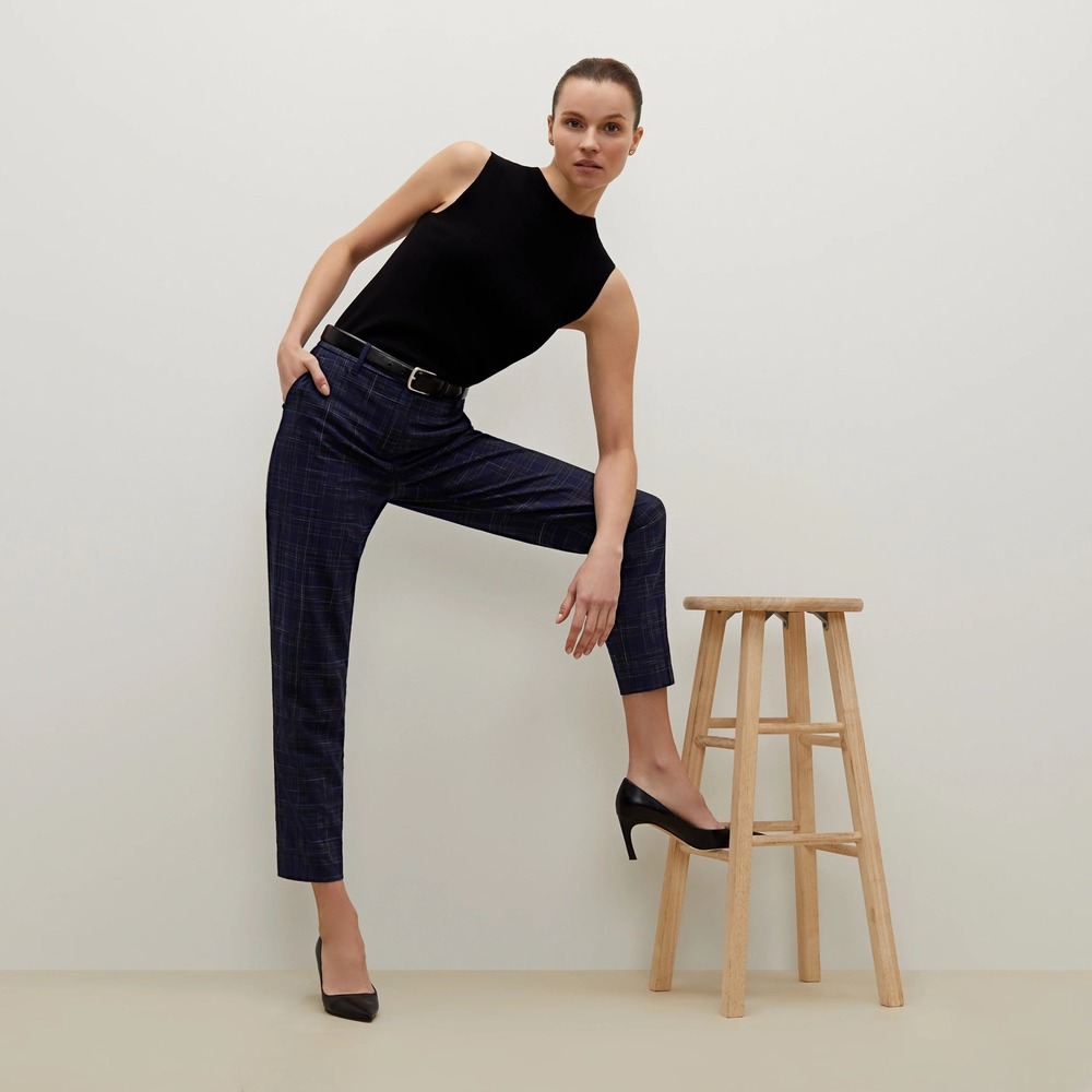 MM LaFleur Women's The Mejia Pant Plaid Wool Blend Tapered Leg- Size 6